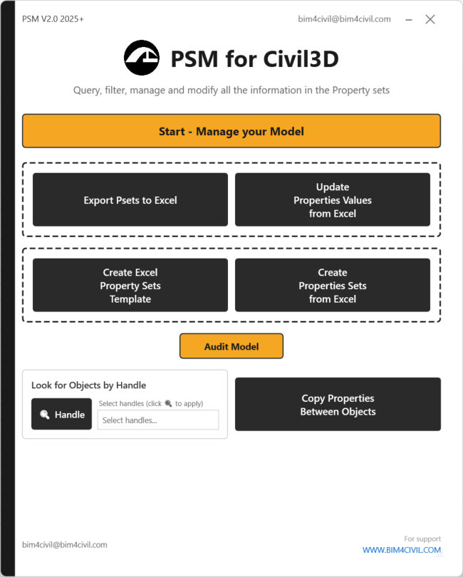 PSM V2 panel inside Civil 3D